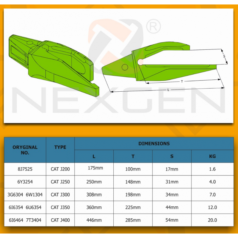 Адаптер зуба J300, подходящий для системы CAT