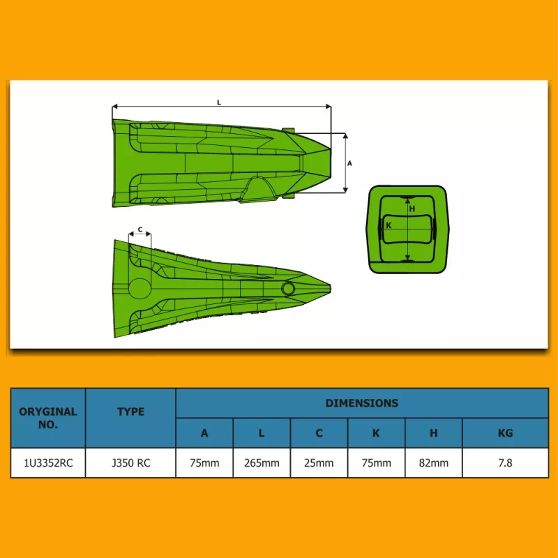 Крышка зуба J350-ROCK-SHARK подходит для CAT