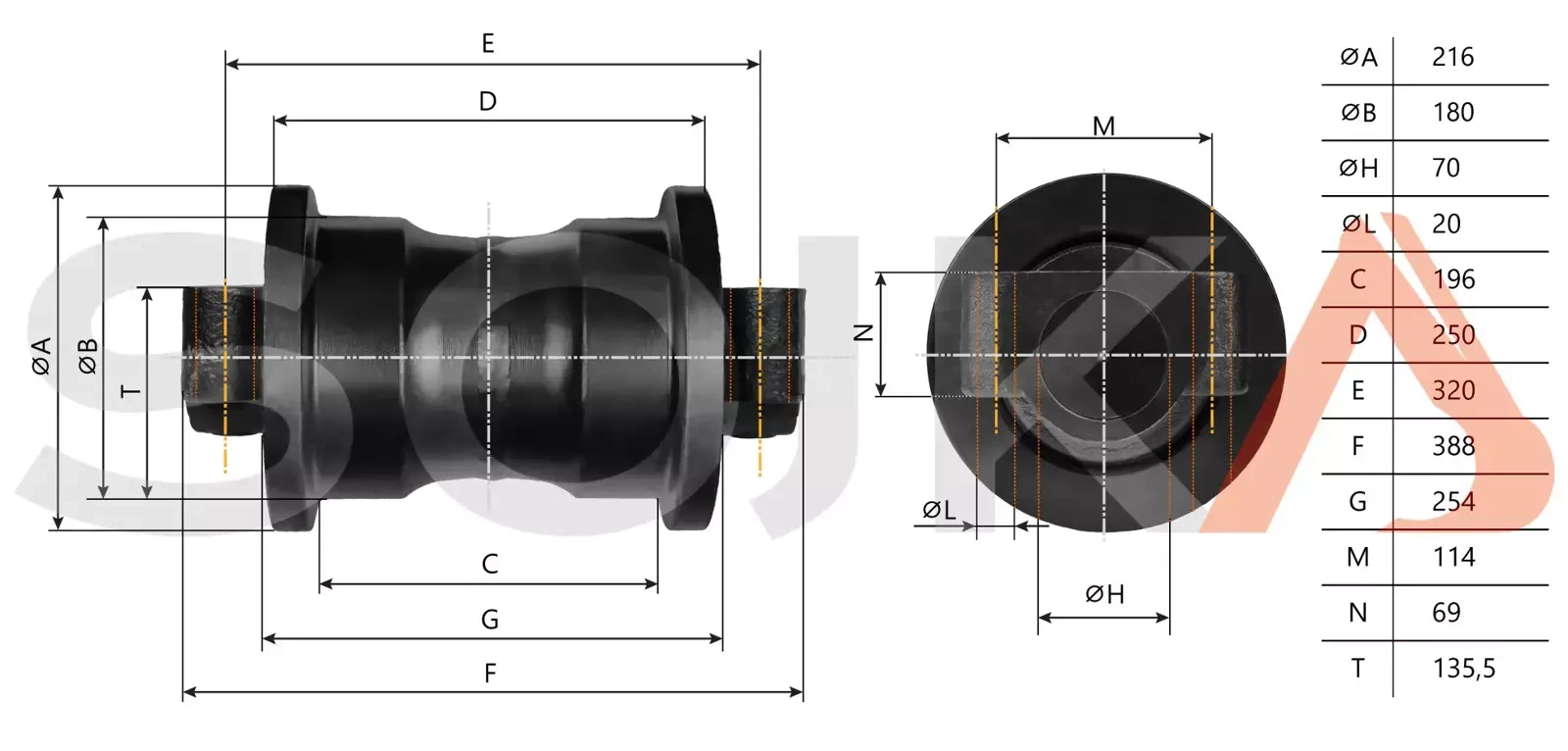 Рулон jezdna KOMATSU PC350-6