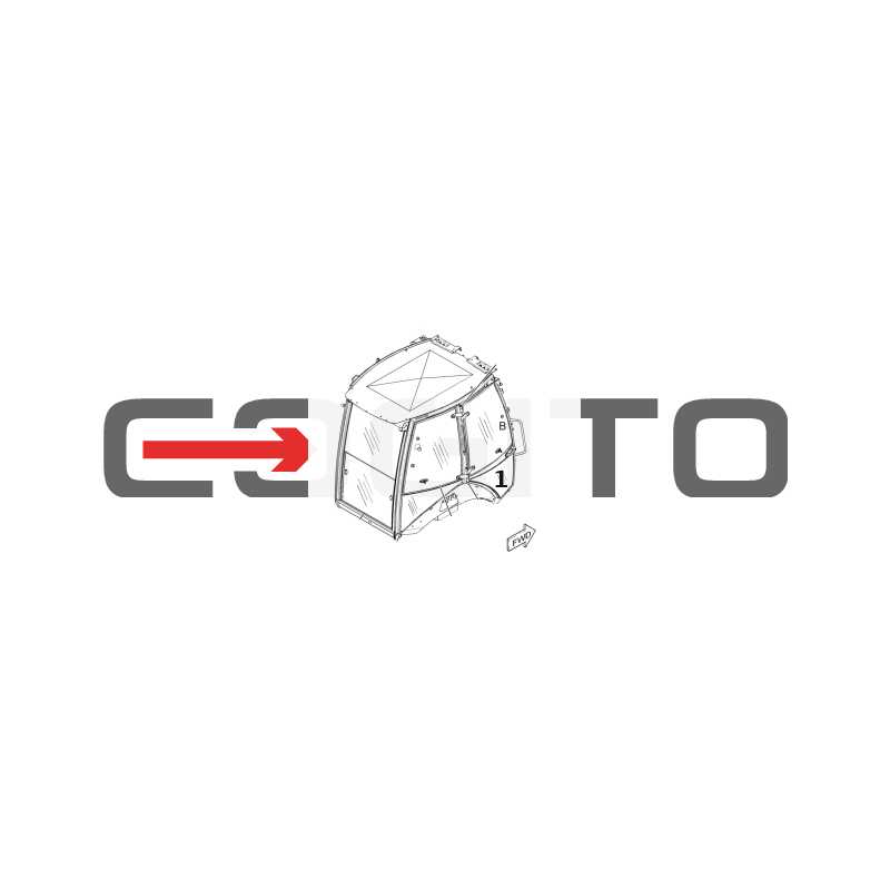 СТЕКЛО ДВЕРИ НИЖНЯЯ ПРАВАЯ ШЕЛКОГРАФИЯ ЭКСКАВАТОР-ПОГРУЗЧИК CAT 428E