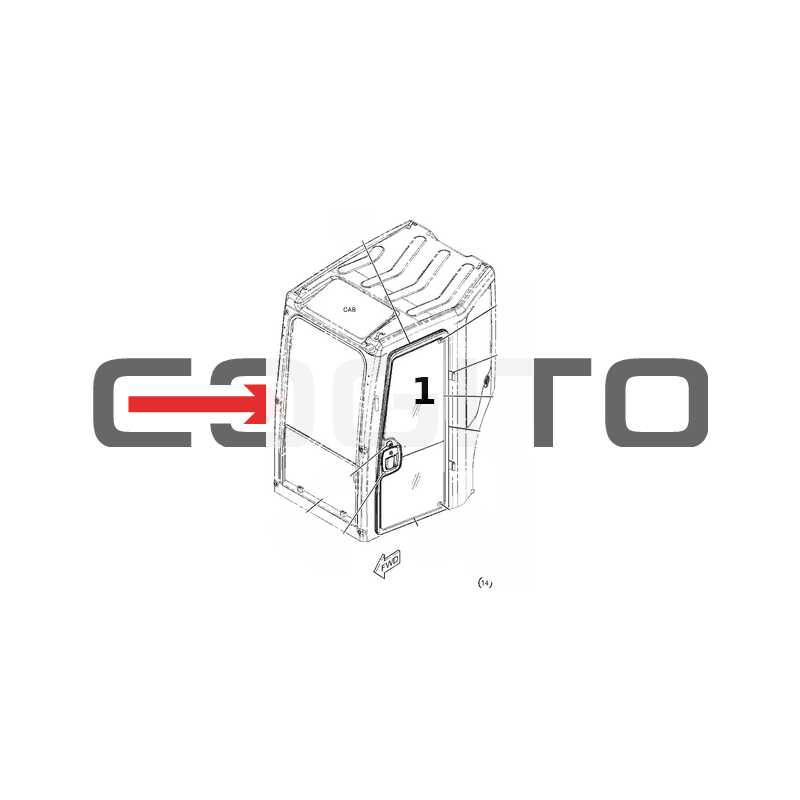 СТЕКЛО ДВЕРИ ВЕРХНЯЯ ЛЕВАЯ СТОРОНА ШЕЛКОГРАФИЯ МИНИ ЭКСКАВАТОР CAT 303.5E2 CR 305. 5E2 CR