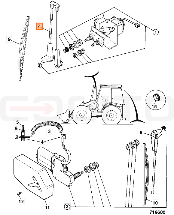 РЫЧАГ СТЕКЛООЧИСТИТЕЛЯ ДВОЙНОЙ JCB