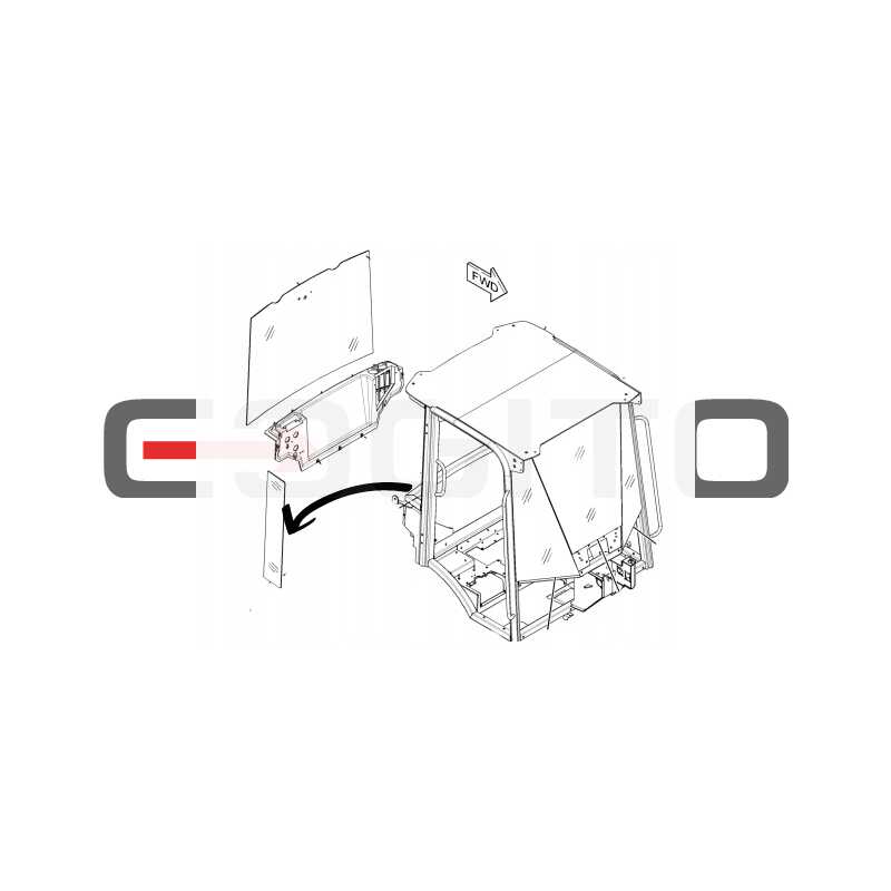 БОКОВОЕ СТЕКЛО ЗА ДВЕРЬЮ ПРАВАЯ СТОРОНА КОЛЕСНЫЙ ПОГРУЗЧИК CAT 906H 910M