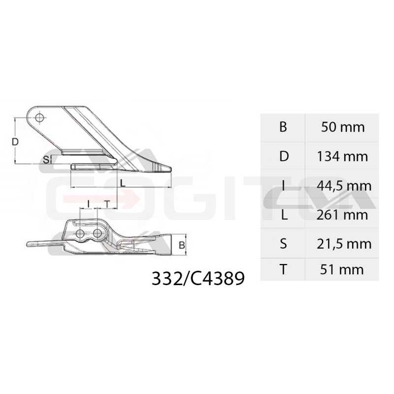 Зуб ковша левый тип акула CVA 5.3 kg, JCB экскаватор-погрузчик, Мини-экскаватор