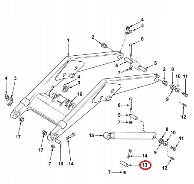Штифт переднего ковша TEREX 40x155