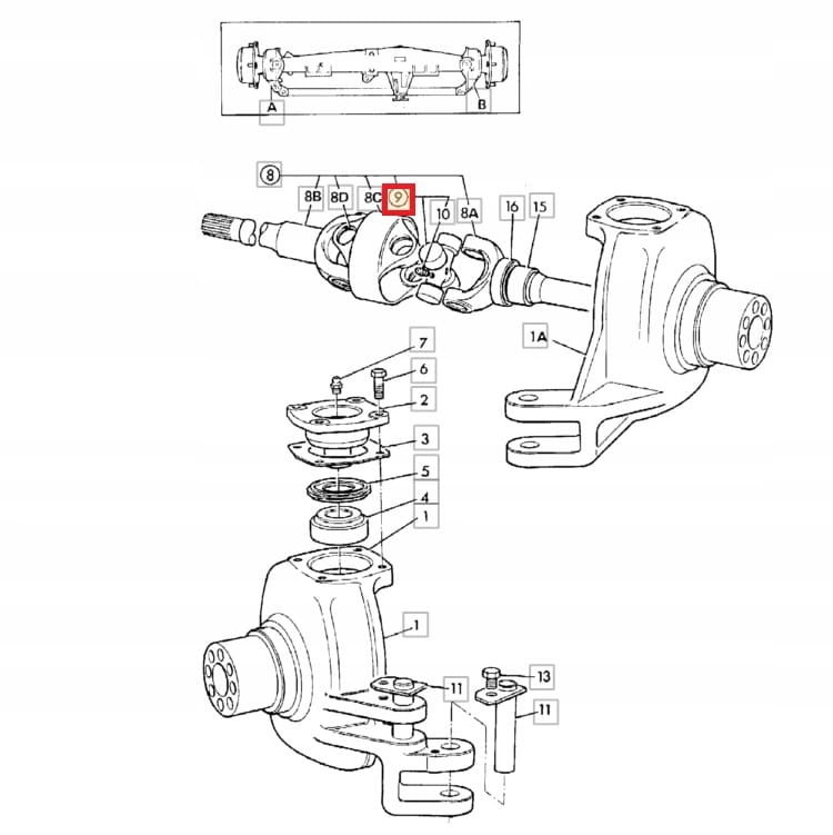 ПОЛУОСНЫЙ крест JCB 3CX 4CX 30, 2x82mm