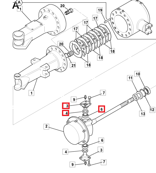 Ремкомплект кроссовера для JCB 3CX / 4CX – штифт + подшипник TIMKEN [458/20061]