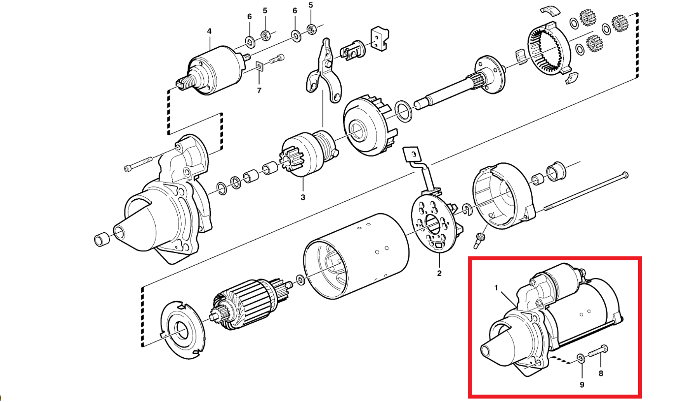 Rozrusznik 0001230006 (12 В, 9 Т, 4,0 кВт) Merlo 3513 (двигатель Deutz) 20405828